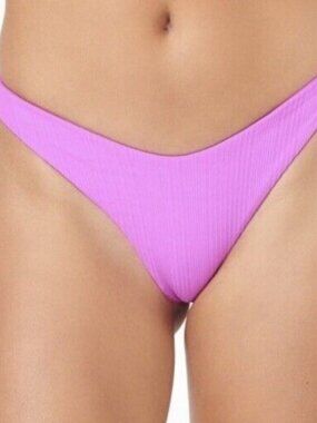 L*Space Bikini Bottom Women's Large Purple Ribbed Cheeky Swimwear by Revolve NWT